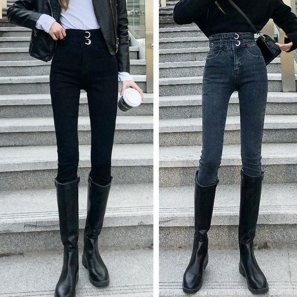 women's jeans 2022 autumn korean version of pants double buckle high waist thick skinny winter warmth, Blue
women's jeans 2022 autumn korean version of pants double buckle high waist thick skinny winter warmth, Blue