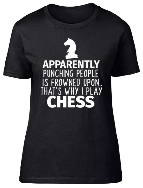 punching people is frowned upon womens ladies funny chess fitted t-shirt, White;black
punching people is frowned upon womens ladies funny chess fitted t-shirt, White;black