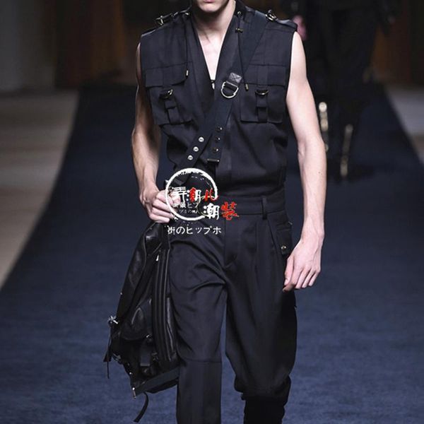 men's pants trendy wild jumpsuit catwalk style personality trend casual loose british youth model stage big size, Black
men's pants trendy wild jumpsuit catwalk style personality trend casual loose british youth model stage big size, Black