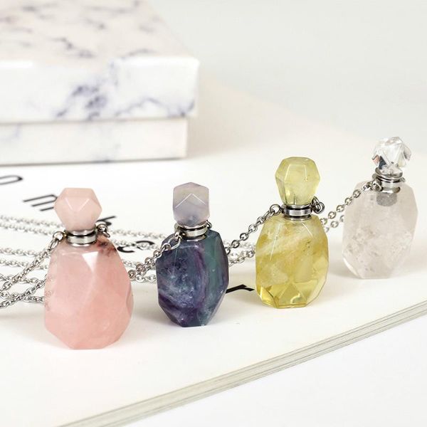 pendant necklaces natural stone perfume bottle necklace stainless steel crystal essential oil gem, Silver
pendant necklaces natural stone perfume bottle necklace stainless steel crystal essential oil gem, Silver