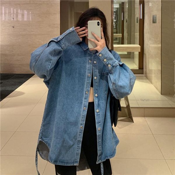 women's jackets spring and autumn casual loose turn-down collar single breasted lantern sleeve lace-up denim jacket mid-length solid co, Black;brown
women's jackets spring and autumn casual loose turn-down collar single breasted lantern sleeve lace-up denim jacket mid-length solid co, Black;brown