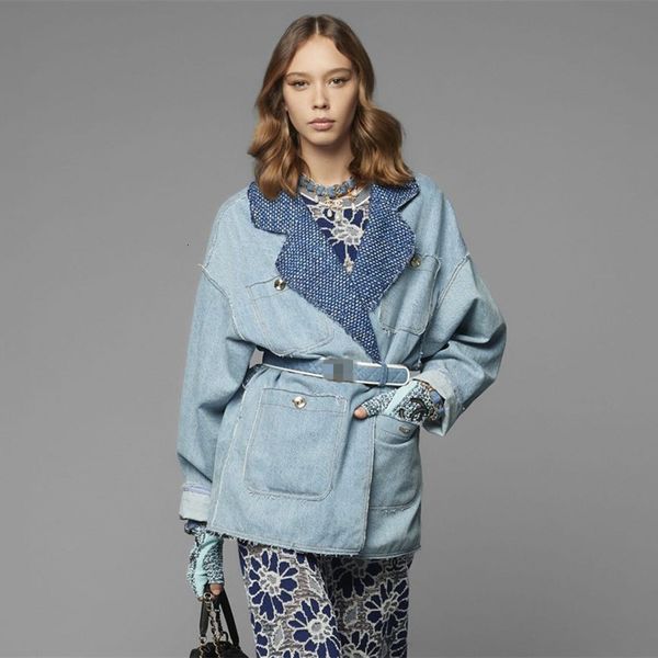 jackets women runway brand suit collar tweed spliced fringes loose long blazer coat oversized denim jeans jacket, Black;brown
jackets women runway brand suit collar tweed spliced fringes loose long blazer coat oversized denim jeans jacket, Black;brown