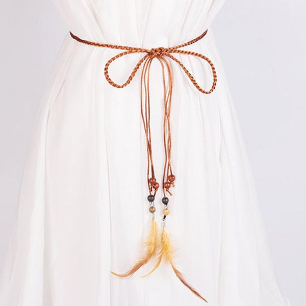 belts designer female personality casual feather modeling belt 2021 retro lady braided for women dress accessories, Black;brown
belts designer female personality casual feather modeling belt 2021 retro lady braided for women dress accessories, Black;brown