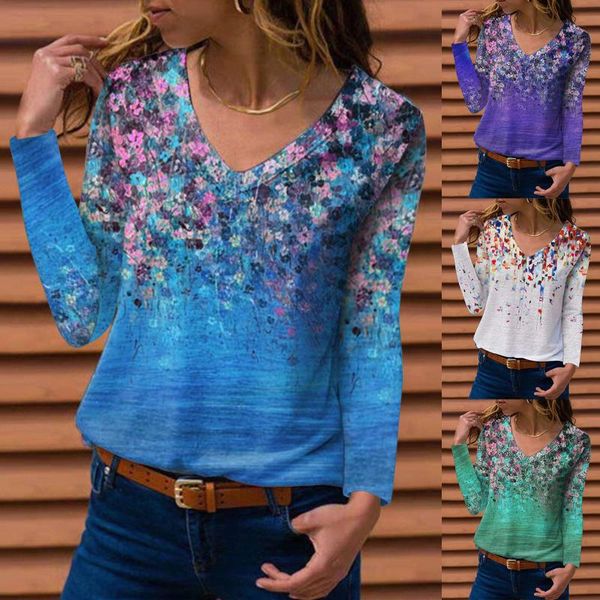 women's blouses & shirts boho flower print blouse womens fashion v-neck long sleeves loose casual tee shirt harajuku streetwear, White
women's blouses & shirts boho flower print blouse womens fashion v-neck long sleeves loose casual tee shirt harajuku streetwear, White
