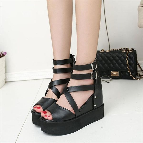 dress shoes women's tide spring and summer sponge cake bottom slope with thick 11cm fish mouth platform heel roman, Black
dress shoes women's tide spring and summer sponge cake bottom slope with thick 11cm fish mouth platform heel roman, Black