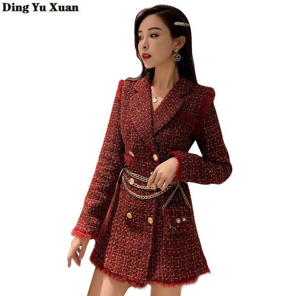 double breasted tweed blazer long-sleeve slim notched long suit jacket mujer red black white plaid trench coat autumn winter women's su, White;black
double breasted tweed blazer long-sleeve slim notched long suit jacket mujer red black white plaid trench coat autumn winter women's su, White;black