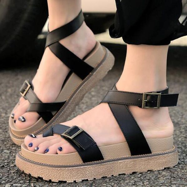 dress shoes summer women thick-soled fashion sandals round head large size comfort flat leather simple single mm440, Black
dress shoes summer women thick-soled fashion sandals round head large size comfort flat leather simple single mm440, Black