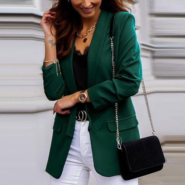 women slim fit blazers jacket autumn winter elegant casual long-sleeve pocket solid color coat suits office ladies outerwear women's &, White;black
women slim fit blazers jacket autumn winter elegant casual long-sleeve pocket solid color coat suits office ladies outerwear women's &, White;black