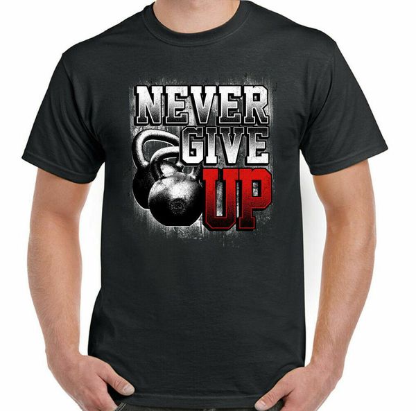 Never Give Up Mens Weight Training Fitnesstop Bodybuilding MMA Weights, White;black