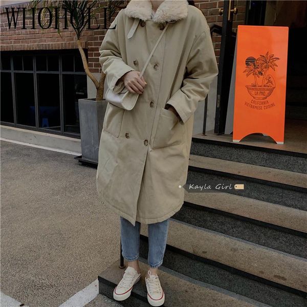 women's trench coats winter jacket 2021 korean thicked warm women parkas female down cotton coat fur collar long hooded padded, Tan;black
women's trench coats winter jacket 2021 korean thicked warm women parkas female down cotton coat fur collar long hooded padded, Tan;black