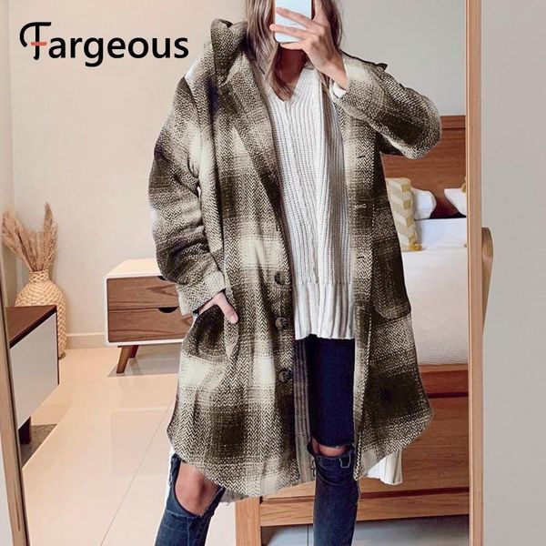 women's jackets fargeous casual loose button plaid hooded tatting women coats pockets contrast color outwear warm autumn winter overcoa, Black;brown
women's jackets fargeous casual loose button plaid hooded tatting women coats pockets contrast color outwear warm autumn winter overcoa, Black;brown