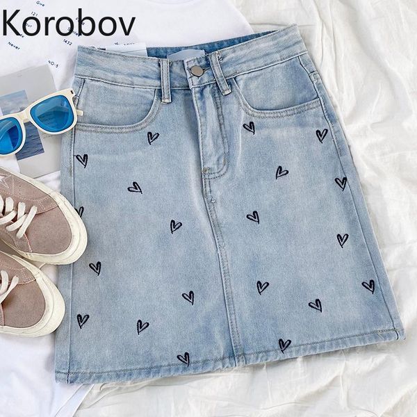 skirts korobov women mini korean preppy style love embroidery vintage denim 2021 summer pockets faldas mujer, Black
skirts korobov women mini korean preppy style love embroidery vintage denim 2021 summer pockets faldas mujer, Black