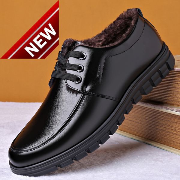 2021 autumn and winter new men's business formal breathable leather casual plush warm cotton shoes, Black
2021 autumn and winter new men's business formal breathable leather casual plush warm cotton shoes, Black