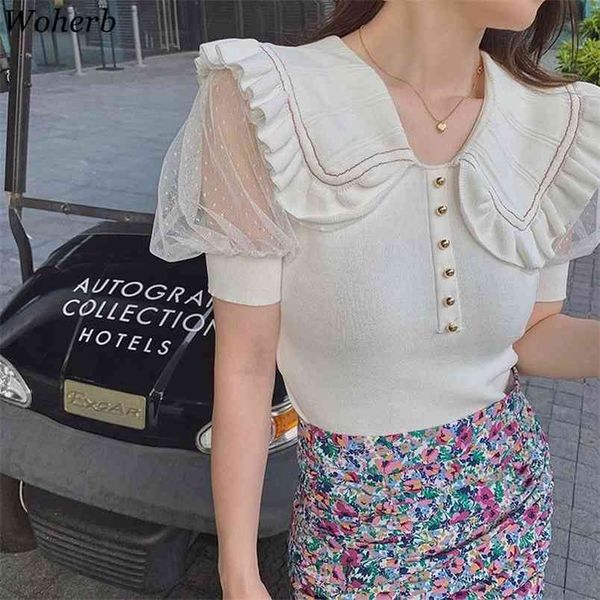 mesh puff sleeve knitted t-shirt women summer slim casual all match femme tee shirts elegant sweet ruffle knitwear 210519, White
mesh puff sleeve knitted t-shirt women summer slim casual all match femme tee shirts elegant sweet ruffle knitwear 210519, White