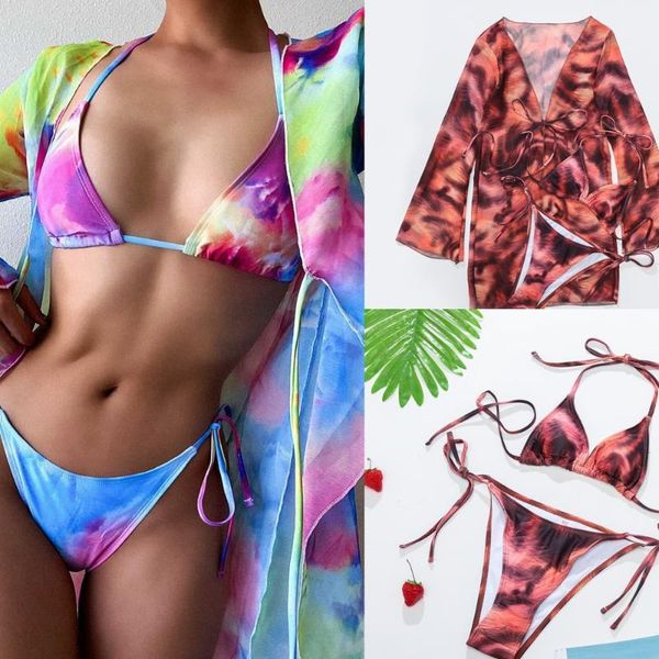 women's swimwear women fashion printed bikini push-up padded swimsuit beachwear set three piece clothes bath suit, White;black
women's swimwear women fashion printed bikini push-up padded swimsuit beachwear set three piece clothes bath suit, White;black