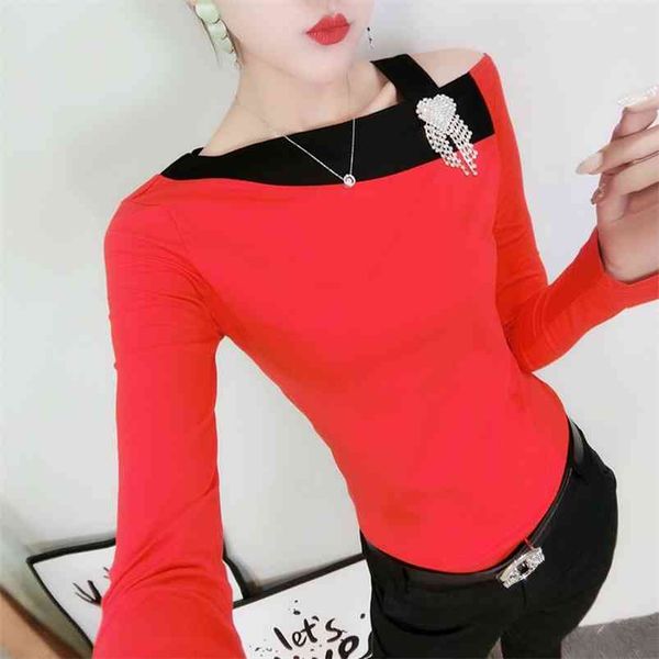 leopard t shirt women oblique neck off-shoulder diamonds decoration slim long sleeve tee casual ropa mujer t02710b 210421, Black;gray
leopard t shirt women oblique neck off-shoulder diamonds decoration slim long sleeve tee casual ropa mujer t02710b 210421, Black;gray