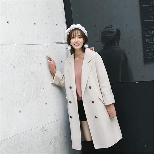 women's wool & blends winter fashion loose women long woolen coat female double breasted warm thick solid color outerwear ladies jacket, Black
women's wool & blends winter fashion loose women long woolen coat female double breasted warm thick solid color outerwear ladies jacket, Black