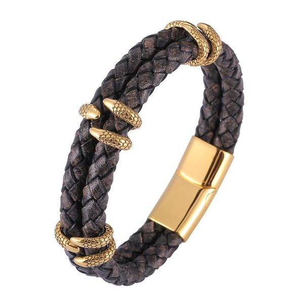 charm bracelets vintage genuine leather men stainless steel double-layer braided rope jewelry bb1185, Golden;silver
charm bracelets vintage genuine leather men stainless steel double-layer braided rope jewelry bb1185, Golden;silver