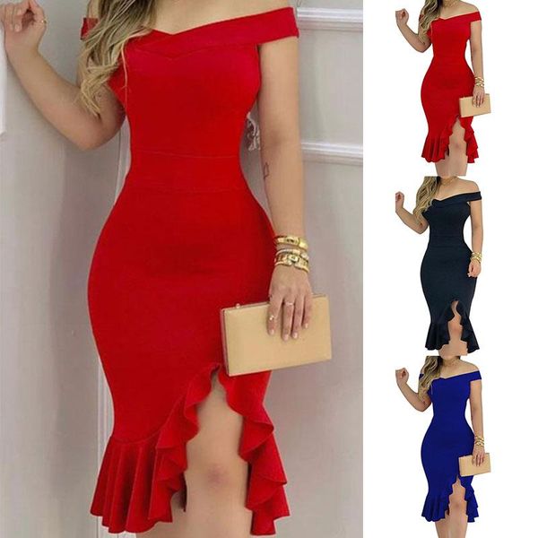 casual dresses women fashion off shoulder split dress solid color ruffle loose hem slit summer bodycon wrap hip irregular, Black;gray
casual dresses women fashion off shoulder split dress solid color ruffle loose hem slit summer bodycon wrap hip irregular, Black;gray