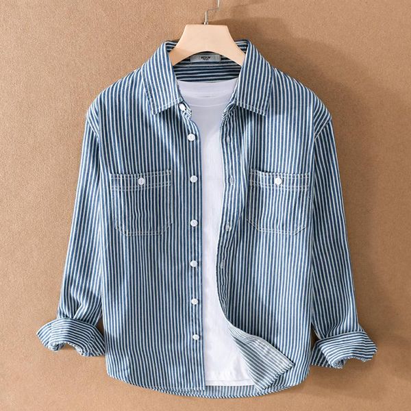men's casual shirts 100% cotton long-sleeved denim striped shirt men brand comfortable for chemise camisa, White;black
men's casual shirts 100% cotton long-sleeved denim striped shirt men brand comfortable for chemise camisa, White;black
