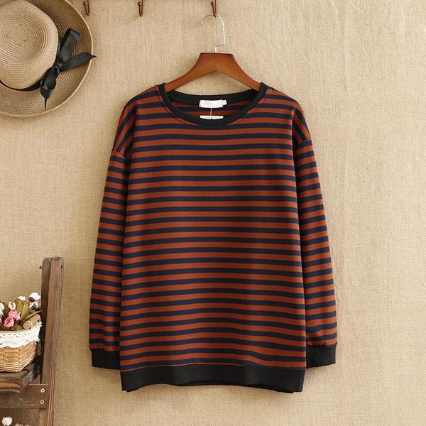 plus size t-shirt stripe for women round collar solid color cotton woven fabric large long sleeve casual in autumn, Black 
plus size t-shirt stripe for women round collar solid color cotton woven fabric large long sleeve casual in autumn, Black
