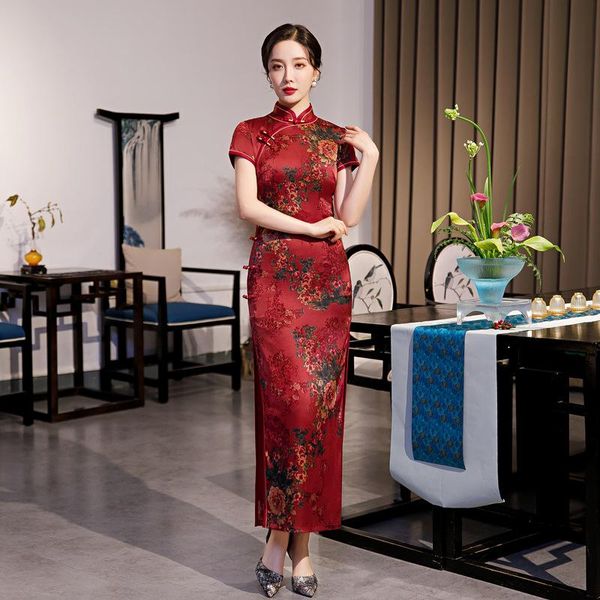 ethnic clothing satin lady print flower qipao mandarin collar cheongsam chinese traditional dress gown vintage botton short sleeve vest, Red
ethnic clothing satin lady print flower qipao mandarin collar cheongsam chinese traditional dress gown vintage botton short sleeve vest, Red