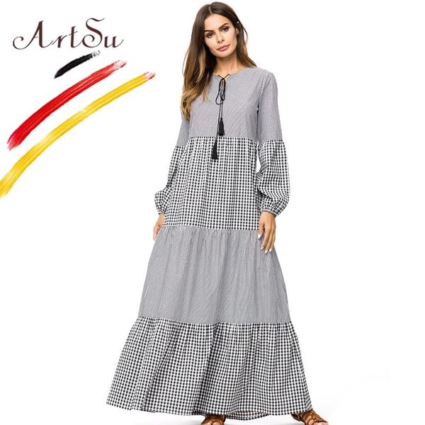 casual dresses women basic long lantern sleeve striped dress patchwork gray elegant plaid maxi vestido plus size tassel loose robe, Black;gray
casual dresses women basic long lantern sleeve striped dress patchwork gray elegant plaid maxi vestido plus size tassel loose robe, Black;gray