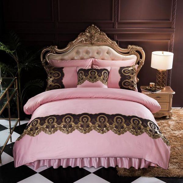 bedding sets luxury pink green gray 100% egyptian cotton comfortable sheet cover pillowcase gold lace duvet 4pcs set bed skirt
bedding sets luxury pink green gray 100% egyptian cotton comfortable sheet cover pillowcase gold lace duvet 4pcs set bed skirt