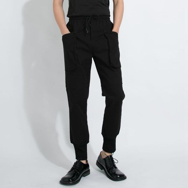 men's pants hair stylist classic dark workwear fashion trend personality strap casual loose large size harlan, Black
men's pants hair stylist classic dark workwear fashion trend personality strap casual loose large size harlan, Black