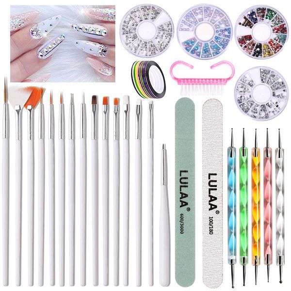 nail art kits rhinestones tools set with striping tape &15 pens & 5 dotting pen dust brush contusion kit
nail art kits rhinestones tools set with striping tape &15 pens & 5 dotting pen dust brush contusion kit