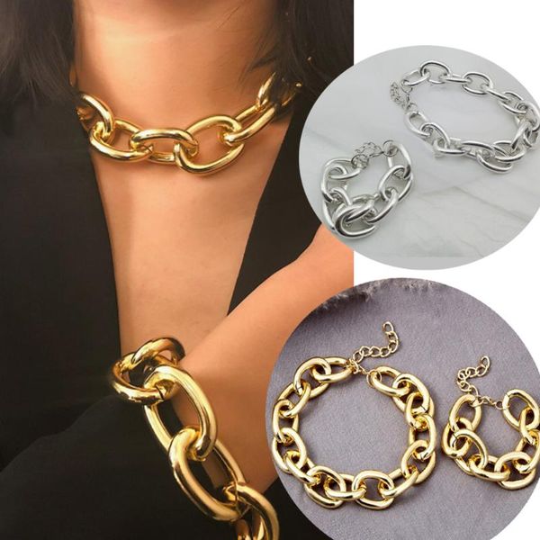 link, chain punk metal womens necklace simple geometric personality silver bracelet fashion lady cool 2021 shackles, Black
link, chain punk metal womens necklace simple geometric personality silver bracelet fashion lady cool 2021 shackles, Black
