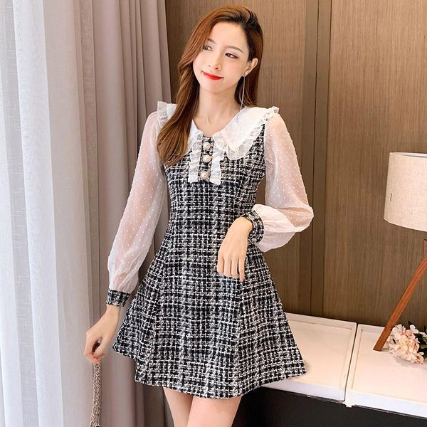 casual dresses women korean dress long sleeve patchwork black light green, Black;gray
casual dresses women korean dress long sleeve patchwork black light green, Black;gray