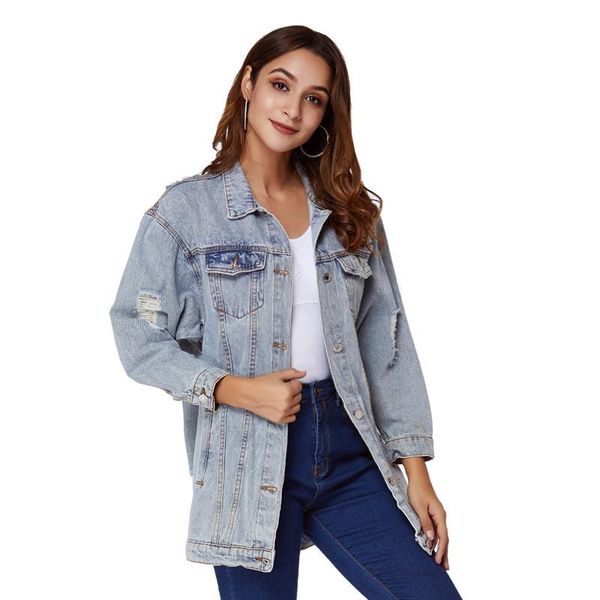 women's jackets 2021 spring autumn women loose basic coats female tassel hole jeans coat fashion casual long denim bomber streetwear, Black;brown
women's jackets 2021 spring autumn women loose basic coats female tassel hole jeans coat fashion casual long denim bomber streetwear, Black;brown