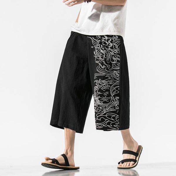 men printed chinese style 2021 summer casual pants mens cotton wide leg loose trousers male oversize calf-length men's, Black
men printed chinese style 2021 summer casual pants mens cotton wide leg loose trousers male oversize calf-length men's, Black
