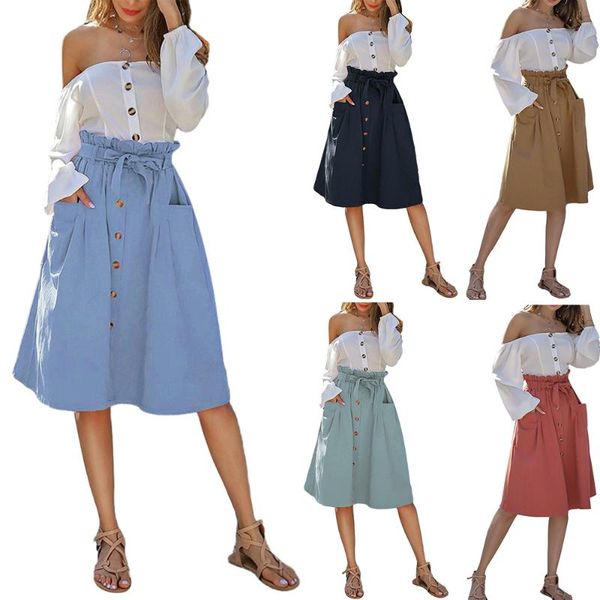 brand women fashion skirt single button print high waise knee-length a-lined with pocket summer skirts, Black
brand women fashion skirt single button print high waise knee-length a-lined with pocket summer skirts, Black
