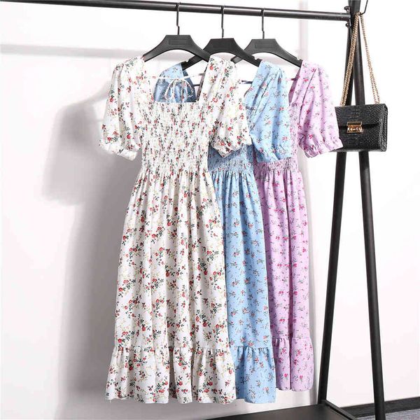 summer chiffon dress women square collar pleated elastic waist floral print midi dresses sweet short sleeve ruffles ladies dress 210507, Black;gray
summer chiffon dress women square collar pleated elastic waist floral print midi dresses sweet short sleeve ruffles ladies dress 210507, Black;gray