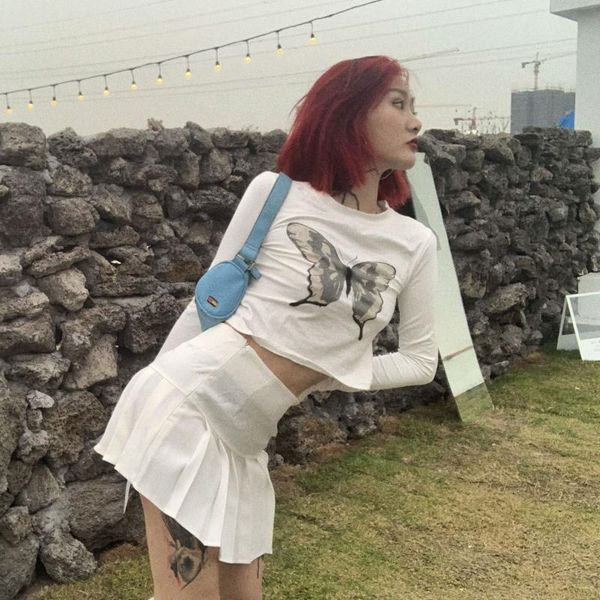 autumn 2021 long sleeve slim butterfly printed european and american ins fashion navel high waist short t-shirt women women's, White
autumn 2021 long sleeve slim butterfly printed european and american ins fashion navel high waist short t-shirt women women's, White