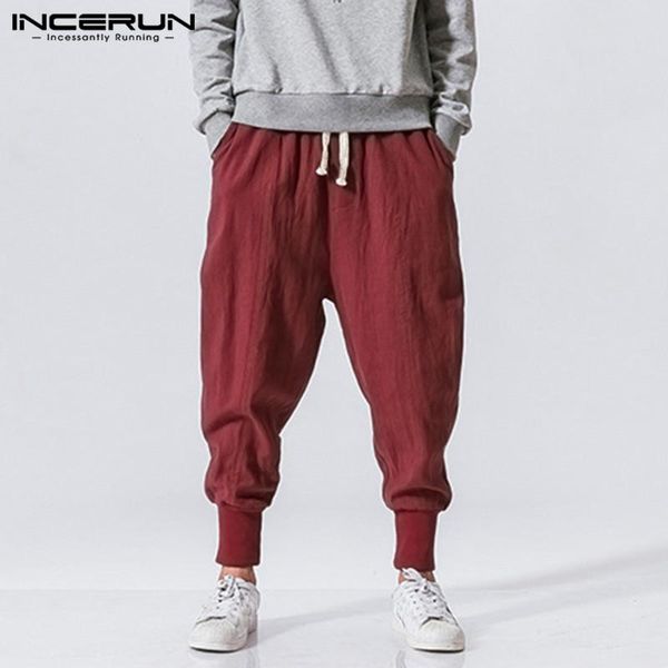 men's pants incerun menharem vintage casual trousers men joggers solid cotton drawstring streetwear baggy workout sweatpants plus size, Black
men's pants incerun menharem vintage casual trousers men joggers solid cotton drawstring streetwear baggy workout sweatpants plus size, Black