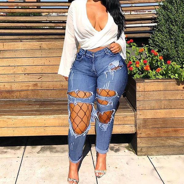 est women jeans plus size ins test black mesh stocking two pieces high waist ripped holes casual female women's, Blue
est women jeans plus size ins test black mesh stocking two pieces high waist ripped holes casual female women's, Blue