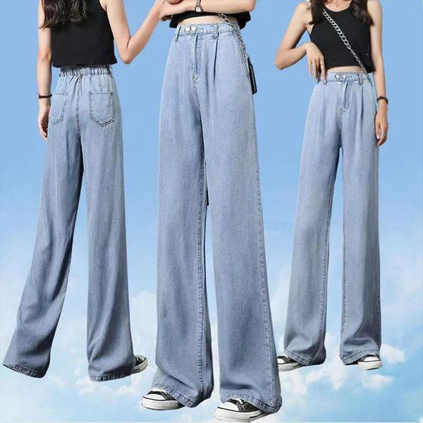 ice silk wide leg womens jean plus size summer thin pants hight waist casual straight denim trousers, Blue
ice silk wide leg womens jean plus size summer thin pants hight waist casual straight denim trousers, Blue