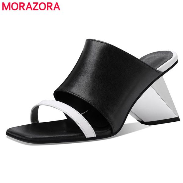 genuine leather sandals women shoes strange high heels mixed color summer ladies party dress mules, Black
genuine leather sandals women shoes strange high heels mixed color summer ladies party dress mules, Black