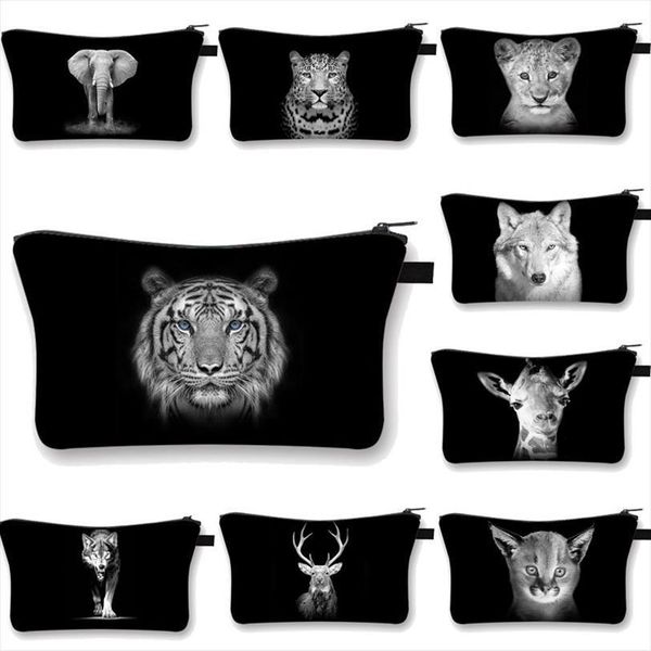 black white animals cosmetic bag women makeup tigers pattern case travel organizer toiletry wash pouch
black white animals cosmetic bag women makeup tigers pattern case travel organizer toiletry wash pouch