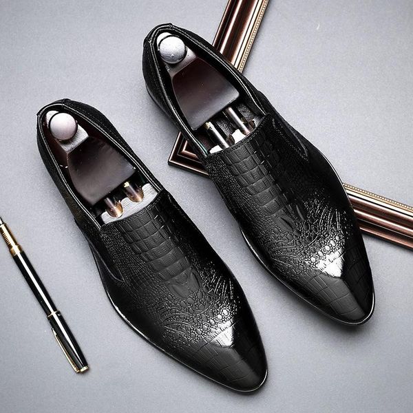 men oxford shoes crocodile leather pointed toe for slip on fashion formal business office men's dress, Black
men oxford shoes crocodile leather pointed toe for slip on fashion formal business office men's dress, Black