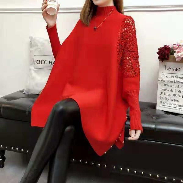 women's sweaters 2021 autumn and winter loose large size thin mock neck knitting stage shirt solid color sweater hollow cloak jacket, White;black
women's sweaters 2021 autumn and winter loose large size thin mock neck knitting stage shirt solid color sweater hollow cloak jacket, White;black