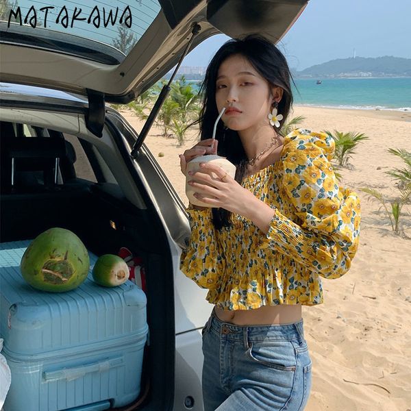 matakawa chiffon shirt women spring and summer puff sleeve women blouses temperament square collar blusas fold waist short 210513, White
matakawa chiffon shirt women spring and summer puff sleeve women blouses temperament square collar blusas fold waist short 210513, White