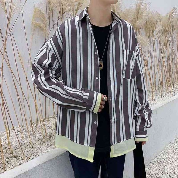 men's casual shirts spring hong kong style contrast color long-sleeved striped korean version of the trendy wild 16 47e1, White;black
men's casual shirts spring hong kong style contrast color long-sleeved striped korean version of the trendy wild 16 47e1, White;black