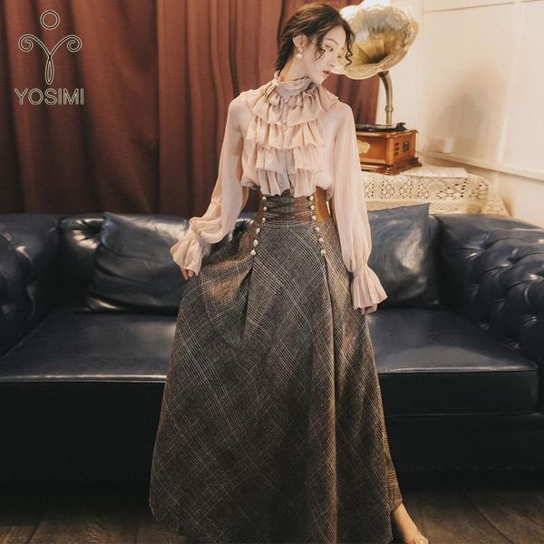 yosimi autumn winter long sleeve blouse woolen plaid and set suit women two piece outfits sweater skirt, White
yosimi autumn winter long sleeve blouse woolen plaid and set suit women two piece outfits sweater skirt, White