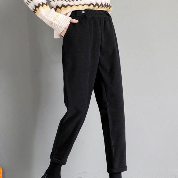 women's autumn winter straight pants elastic waist button casual solid color high loose ankle-length kk0203 & capris, Black;white
women's autumn winter straight pants elastic waist button casual solid color high loose ankle-length kk0203 & capris, Black;white