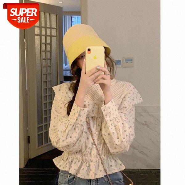 [nichinan romance and retro floral turtleneck lantern long sleeve #op5g, White 
[nichinan romance and retro floral turtleneck lantern long sleeve #op5g, White