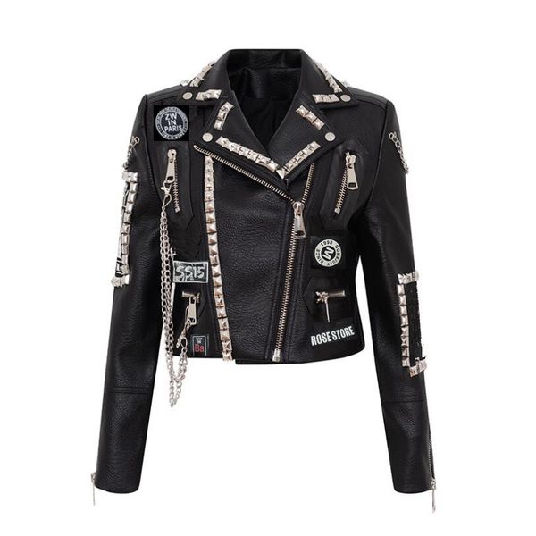 leather jacket women print rivet biker jackets and coats punk streetwear ladies short jacekt outerwear clothes w1211, Black
leather jacket women print rivet biker jackets and coats punk streetwear ladies short jacekt outerwear clothes w1211, Black